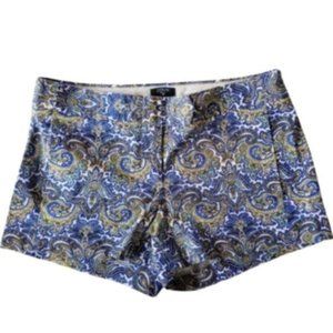 J. Crew City Fit Blue Paisely Short, Size 2